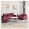 vidaXL Ensemble de canapés 3 pcs avec coussins Rouge bordeaux Tissu