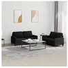 vidaXL Ensemble de canapés 2 pcs avec coussins Noir Tissu