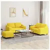 vidaXL Ensemble de canapés 3 pcs avec coussins jaune clair tissu