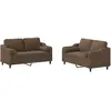 vidaXL Ensemble de canapés 2 pcs avec coussins marron tissu