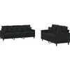 vidaXL Ensemble de canapés 3 pcs avec coussins Noir Velours 3201735