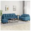 vidaXL Ensemble de canapés 3 pcs avec coussins Bleu Velours