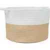 vidaXL Panier à linge beige et blanc Ø55x36 cm coton