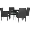 vidaXL Ensemble à manger de jardin 5 pcs noir résine tressée et acier