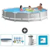 Intex Rond Prism Frame Zwembad - 366 x 76 cm - Grijs - Inclusief Afdek...