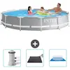 Intex Rond Prism Frame Zwembad - 366 x 76 cm - Grijs - Inclusief Zwemb...