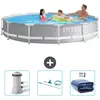Intex Rond Prism Frame Zwembad - 366 x 76 cm - Grijs - Inclusief Zwemb...