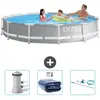 Intex Rond Prism Frame Zwembad - 366 x 76 cm - Grijs - Inclusief Zwemb...
