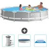 Intex Rond Prism Frame Zwembad - 366 x 76 cm - Grijs - Inclusief Zwemb...