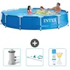 Intex Rond Frame Zwembad - 366 x 76 cm - Blauw - Inclusief Zwembadfilt...