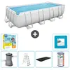 Bestway Rechthoekig Power Steel Zwembad - 488 x 244 x 122 - Grijs Incl...
