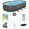 Bestway Ovaal Power Steel Zwembad - 610 x 366 x 122 - Grijs - Inclusie...