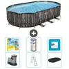 Bestway Ovaal Power Steel Zwembad - 610 x 366 x 122 - Grijs - Inclusie...