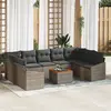vidaXL Ensemble de canapé de jardin avec coussin 10 pcs Gris polyrotin
