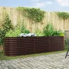 Bac De Jardin Surélevé Marron 320x80x81 Cm En Acier Galvanisé
