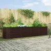 vidaXL Bac surélevé marron vidaXL 400x80x81 cm en acier galvanisé