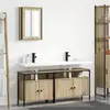 vidaXL Ensemble de mobilier de salle de bain avec étagère 3 pcs Marron