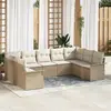 vidaXL Ensemble de canapé de jardin avec coussin Beige polyrotin