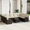 vidaXL Ensemble de Canapés 10 pc Marron [Synthétique]: Poly Rattan