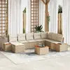 vidaXL Ensemble de canapé de jardin 9 pcs Beige Poly rotin