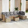 vidaXL Ensemble de canapé de jardin avec coussin 8 pcs Beige polyrotin