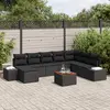 vidaXL Ensemble de canapé de jardin avec coussin 9 pcs Noir polyrotin