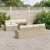 vidaXL Ensemble de canapé de jardin 7 pcs Beige Poly rotin