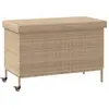 vidaXL Boîte de rangement de jardin et roues résine tressée