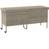 vidaXL Boîte de rangement de jardin et roues gris clair résine tressée