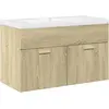 vidaXL Armoire lavabo de salle de bain et bassin intégré chêne sonoma