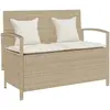 Vidaxl - Banc de rangement de jardin avec coussin beige résine tressée