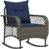 vidaXL Chaise à bascule de jardin avec coussins gris résine tressée