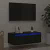 vidaXL Meuble TV avec lumières LED chêne noir 75x35,5x25 cm