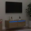 vidaXL Meuble TV avec lumières LED chêne sonoma 75x35,5x25 cm