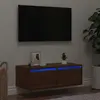 vidaXL Meuble TV avec lumières LED chêne marron 75x35,5x25 cm