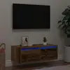 vidaXL Meuble TV avec lumières LED vieux bois 75x35,5x25 cm