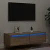 vidaXL Meuble TV avec lumières LED chêne sonoma 100X35,5x25 cm