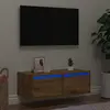 vidaXL Meuble TV avec lumières LED chêne artisanal 75x35,5x25 cm