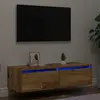 vidaXL Meuble TV avec lumières LED vieux bois 100X35,5x25 cm