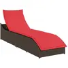 Chaise longue pliante coussin rangement marron résine tressée vidaXL