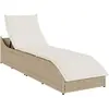 Chaise longue pliante coussin et rangement beige résine tressée Vidaxl