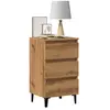 vidaXL Table de chevet avec pieds en métal chêne artisanal 40x35x69 cm