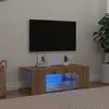 vidaXL Meuble TV avec lumières LED chêne artisanal bois d'ingénierie