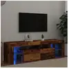 vidaXL Meuble TV avec lumières LED vieux bois bois d'ingénierie
