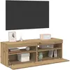 vidaXL Meubles TV avec lumières LED 2 pcs chêne artisanal