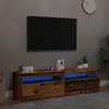 vidaXL Meubles TV avec lumières LED 2 pcs vieux bois bois d'ingénierie