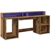 Bureau avec lumières led vieux bois bois d'ingénierie Vidaxl Old wood