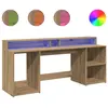 vidaXL Vidaxl Bureau Avec Lumières Led Chêne Artisanal Bois D'ingénierie