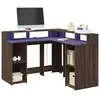 vidaXL Bureau et lumières LED chêne marron bois d'ingénierie