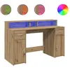 vidaXL Vidaxl Bureau Avec Lumières Led Chêne Artisanal Bois D'ingénierie